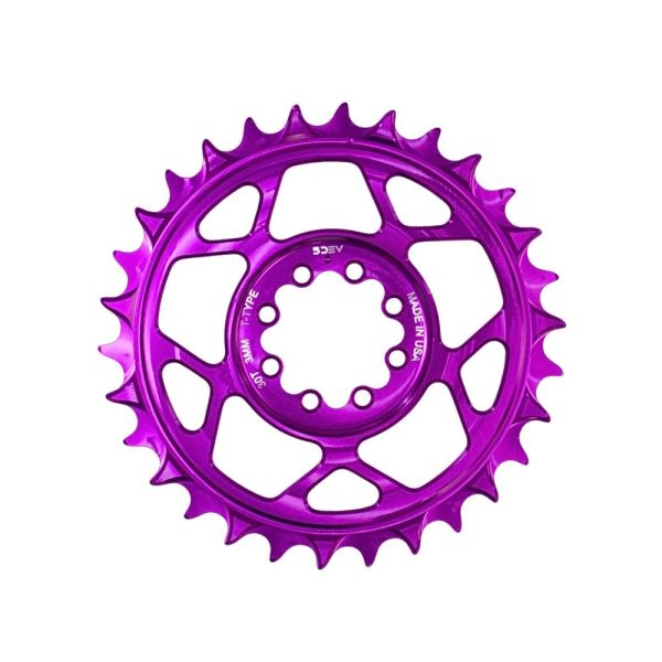 5DEV Chainring - T-Type SRAM 8-Bolt Chainring - 3mm Offset - 32T - Purple on Sale