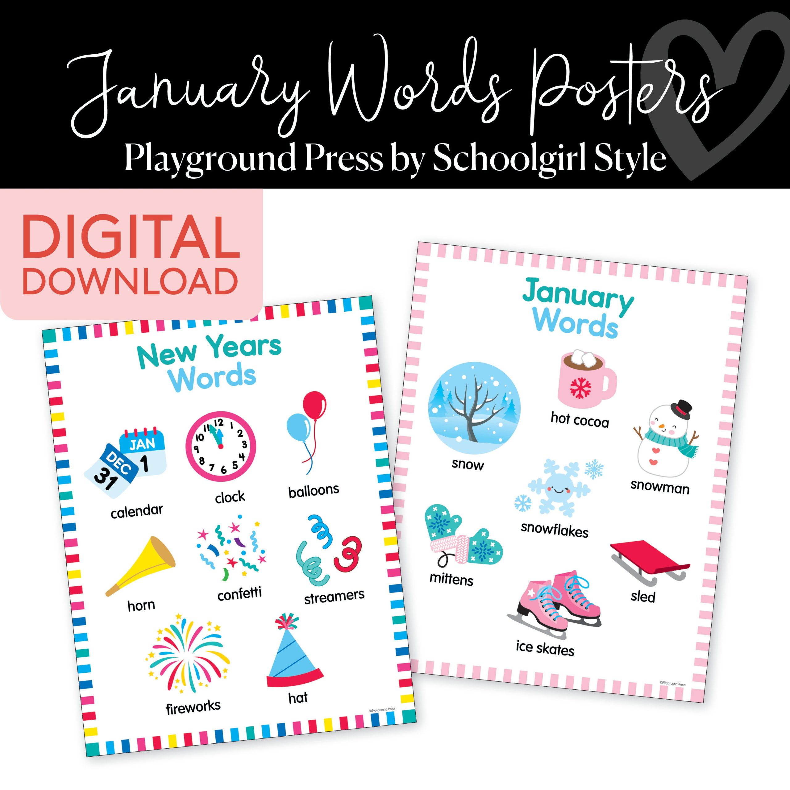 January Words Poster | Playground Press by Schoolgirl Style For Discount