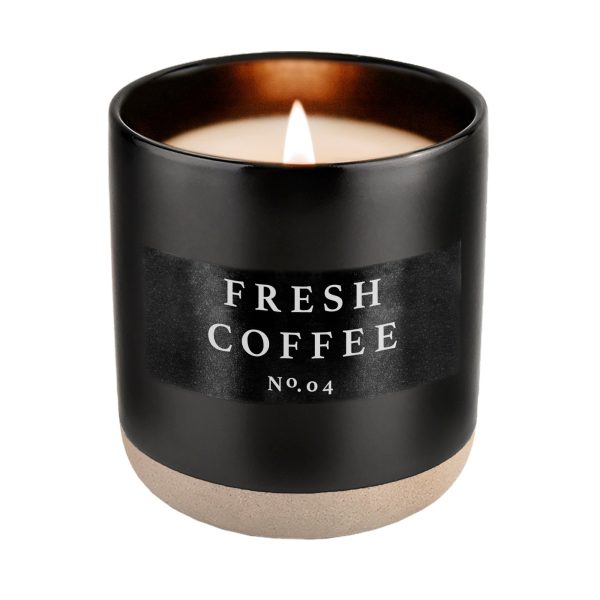 Fresh Coffee Soy Candle - Black Stoneware Jar - 12 oz Online