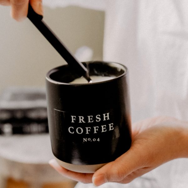 Fresh Coffee Soy Candle - Black Stoneware Jar - 12 oz Online - Image 4