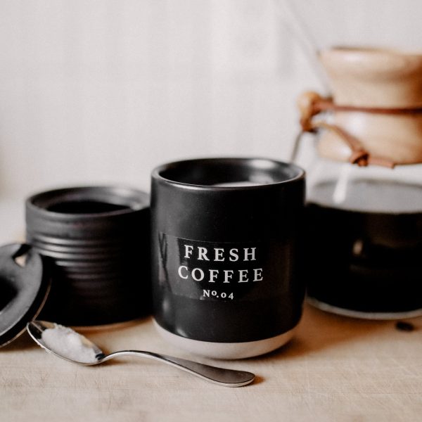 Fresh Coffee Soy Candle - Black Stoneware Jar - 12 oz Online - Image 3