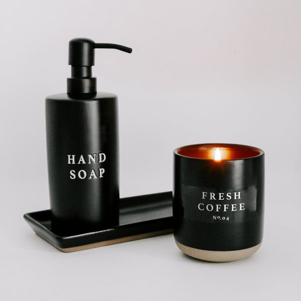 Fresh Coffee Soy Candle - Black Stoneware Jar - 12 oz Online - Image 5